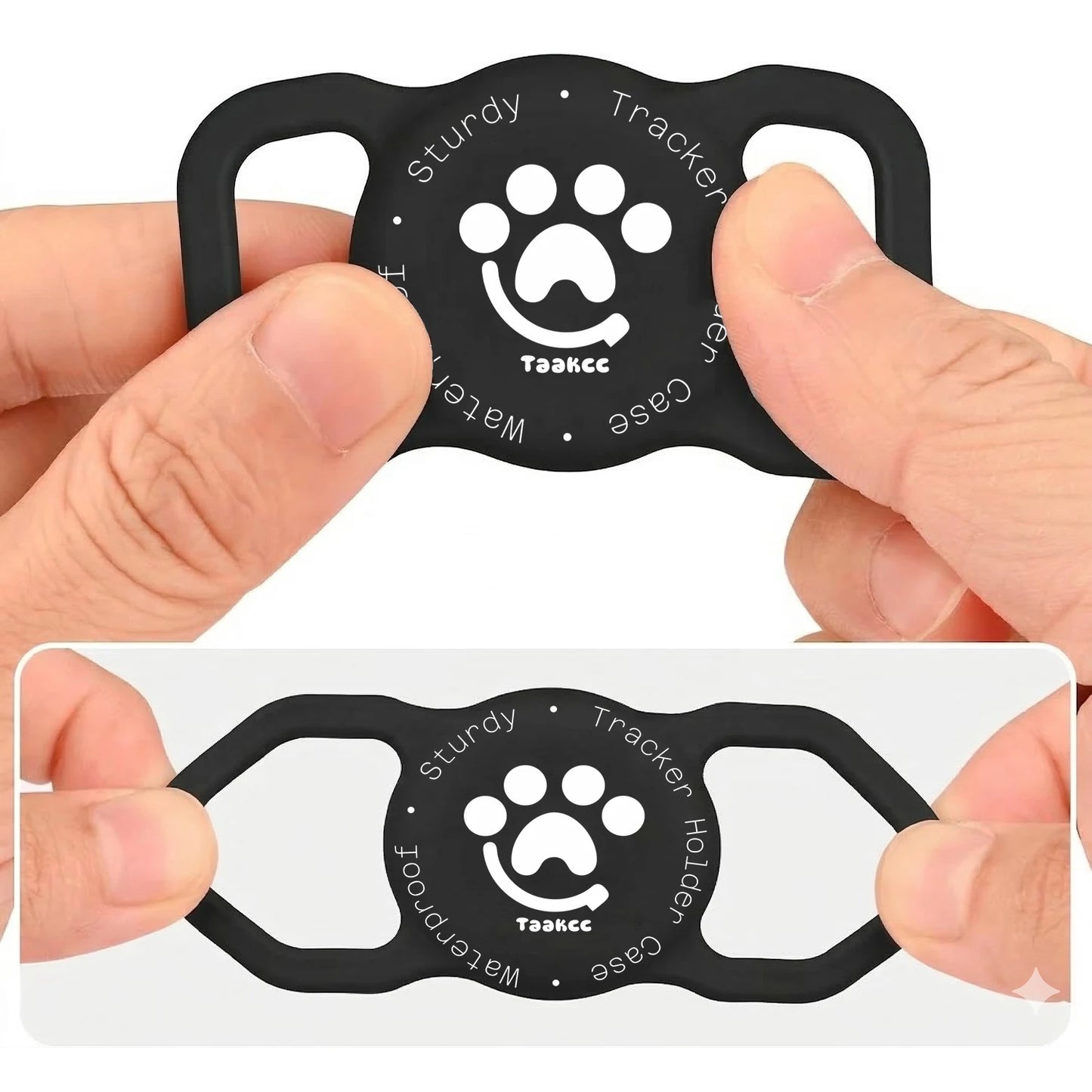 TAAKCC IP68 Waterpoof Dog Airtag Holder, Stretchy Silicone Full Body Covered Holder for Apple Air Tag for Dog Cat Collar
