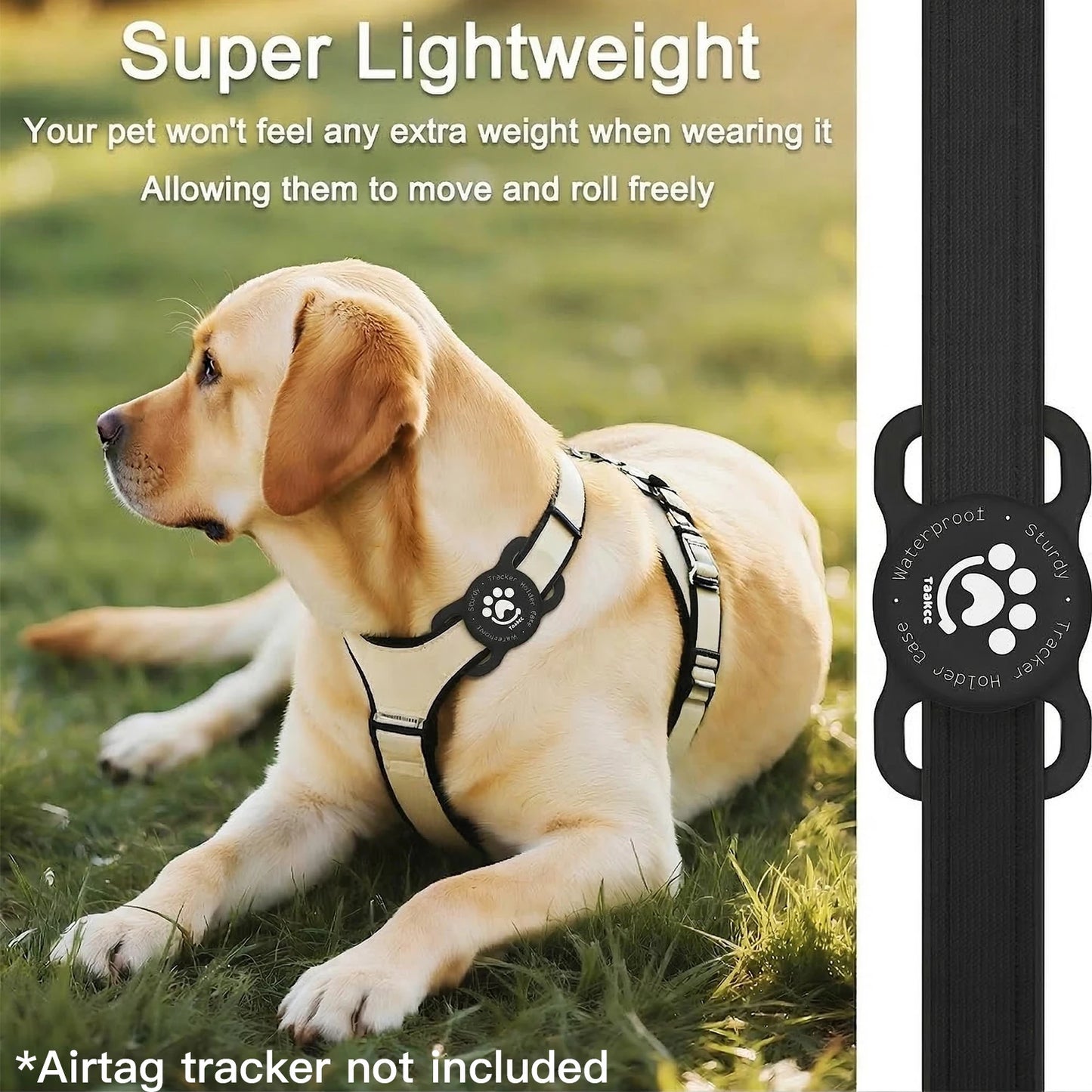 TAAKCC IP68 Waterpoof Dog Airtag Holder, Stretchy Silicone Full Body Covered Holder for Apple Air Tag for Dog Cat Collar
