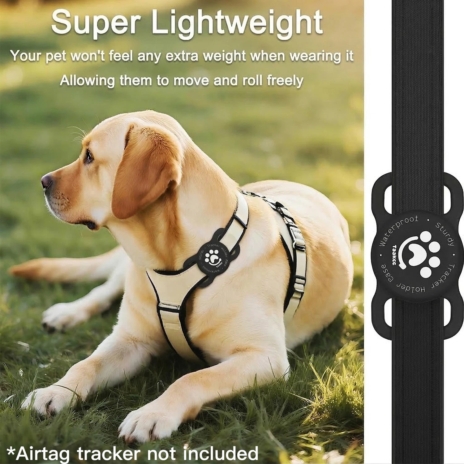 TAAKCC IP68 Waterpoof Dog Airtag Holder, Stretchy Silicone Full Body Covered Holder for Apple Air Tag for Dog Cat Collar