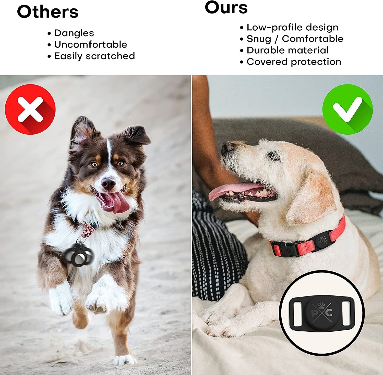 Airtag Dog Collar Holder - Durable Silicone Tracking Solution for Dogs & Cats - Keep Your Pets Safe with Apple Airtag Technology