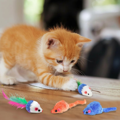25 Pcs Cat Toys for Cats, Indoor Kittens - Interactive Variety Pack, 45 Inches Rainbow Cat Tunnel, Feather Teaser, Feather Golf, Mice, Springs, Balls, Noise Toys - Rainbow/Colorful 45"