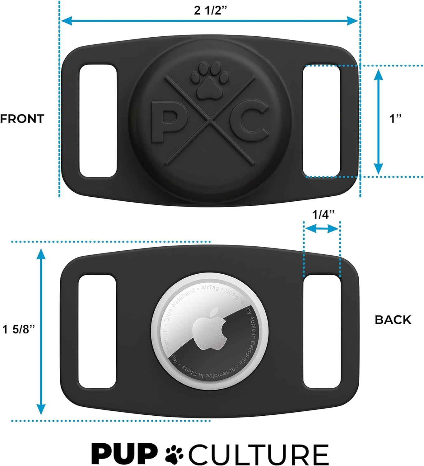 Airtag Dog Collar Holder - Durable Silicone Tracking Solution for Dogs & Cats - Keep Your Pets Safe with Apple Airtag Technology